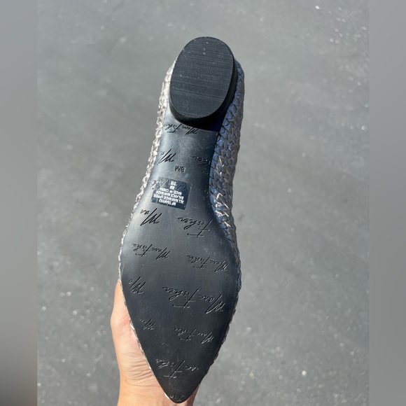 Marc Fisher Metallic Silver Woven Leather Flat - Picture 3 of 9